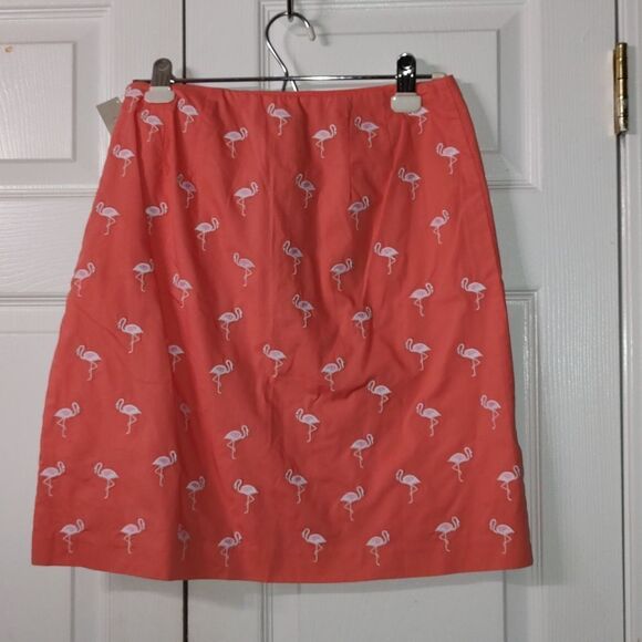 Talbots Petites  light melon flamingo embroidered skirt Sz 6P - Picture 3 of 6